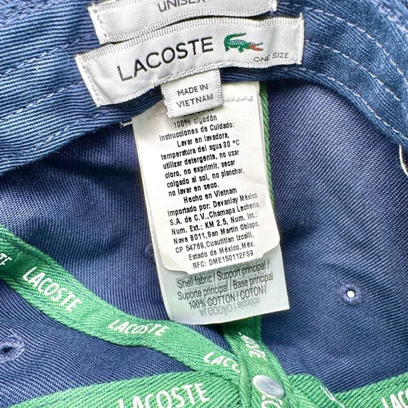 LACOSTE Unisex Adjustable Organic Cotton Twill Cap - Navy - RK9871 - Picture 10 of 12